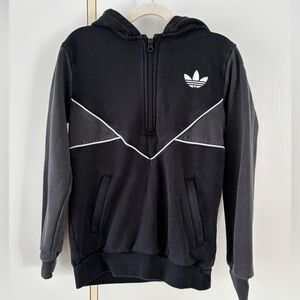 Adidas Kids Black White Grey Zip-Up Hoodie 9-10Y Small